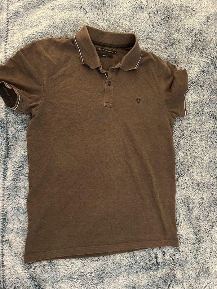 Polo marron celio taille S - photo numéro 1