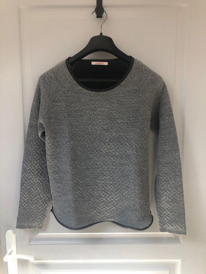 Pull gris bi matière camaïeu taille 1 - photo numéro 1