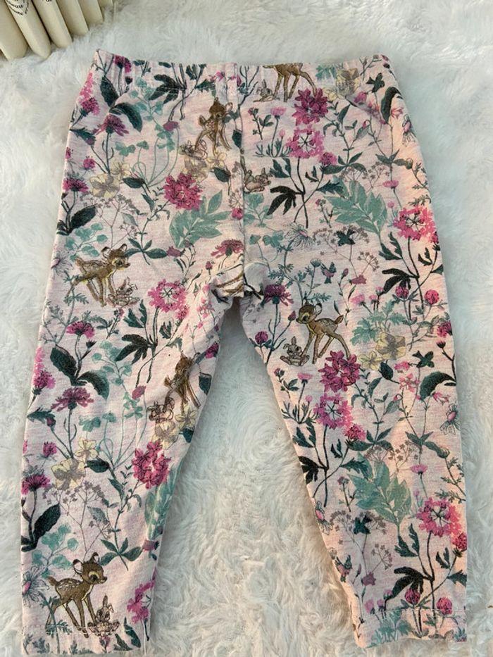 Leggins pantalon rose fleurs Bambi Disney 6/9 mois 74 cm tbe - photo numéro 6