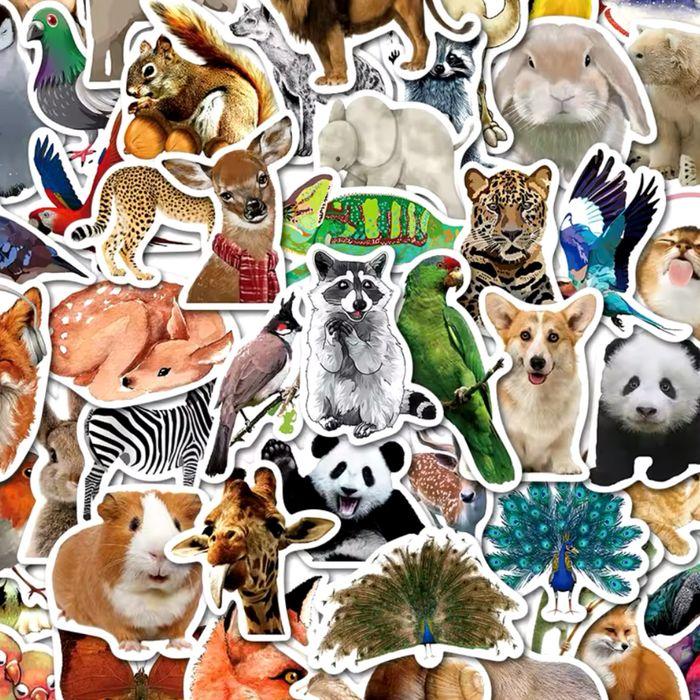 Lot 50 Stickers autocollants Animaux