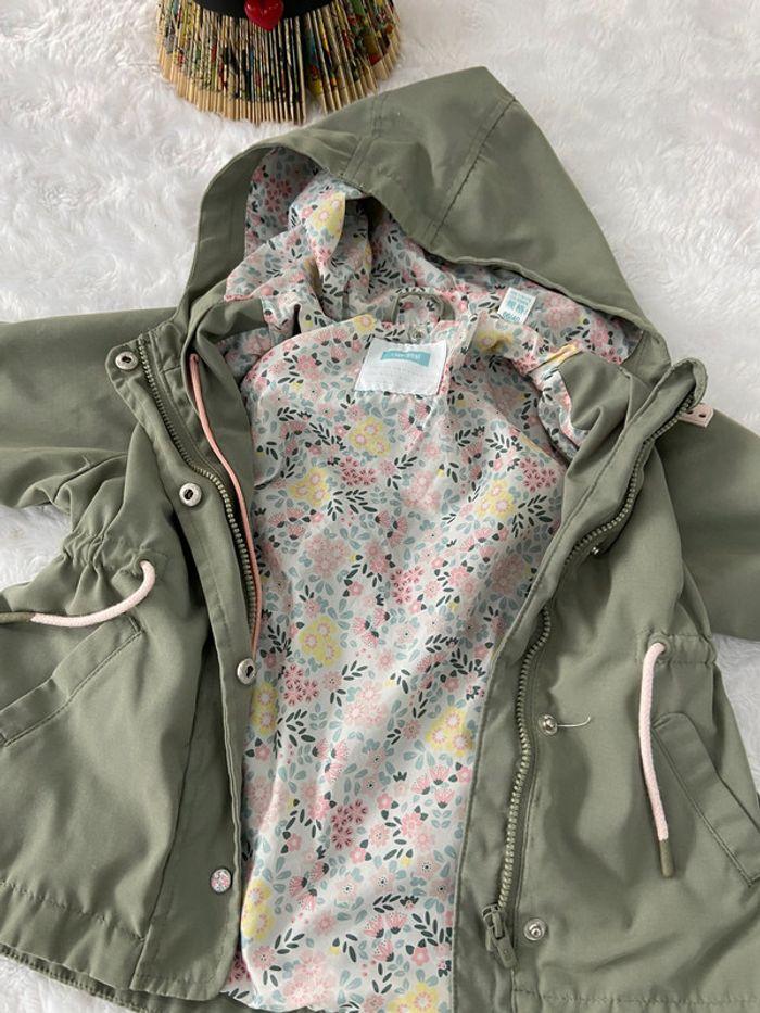 Veste blouson gilet amovible kaki rose fleurs Obaibi T 6 mois 68 cm tbe - photo numéro 9