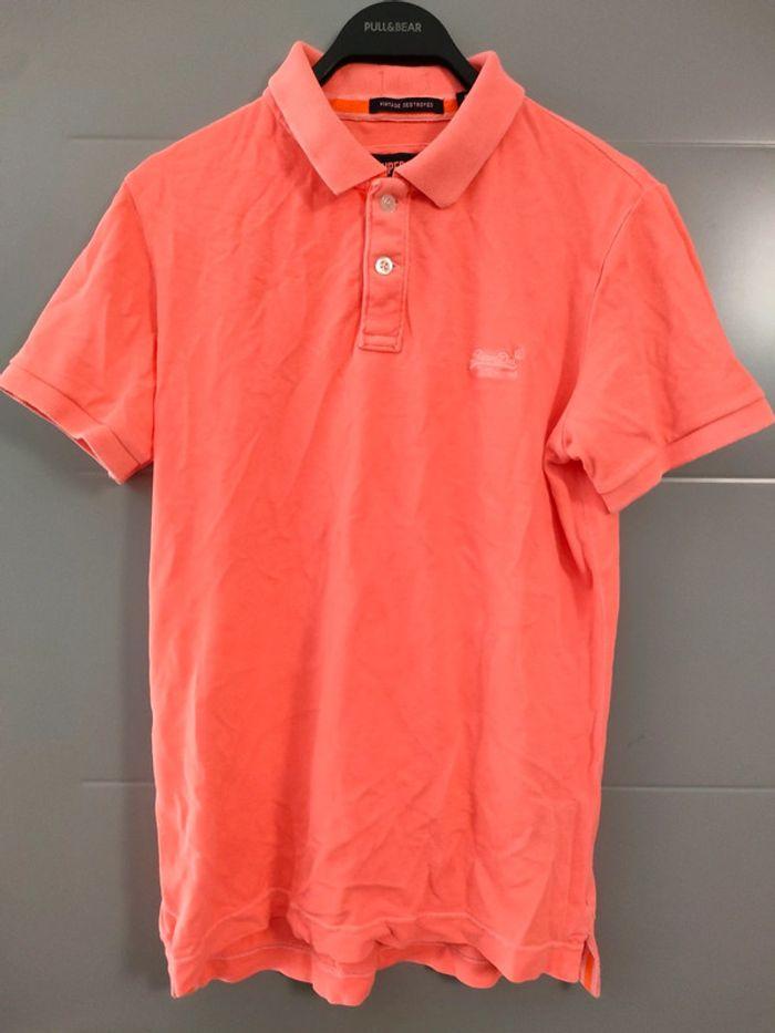 Polo Superdry corail style vintage destroyed taille L - photo numéro 1