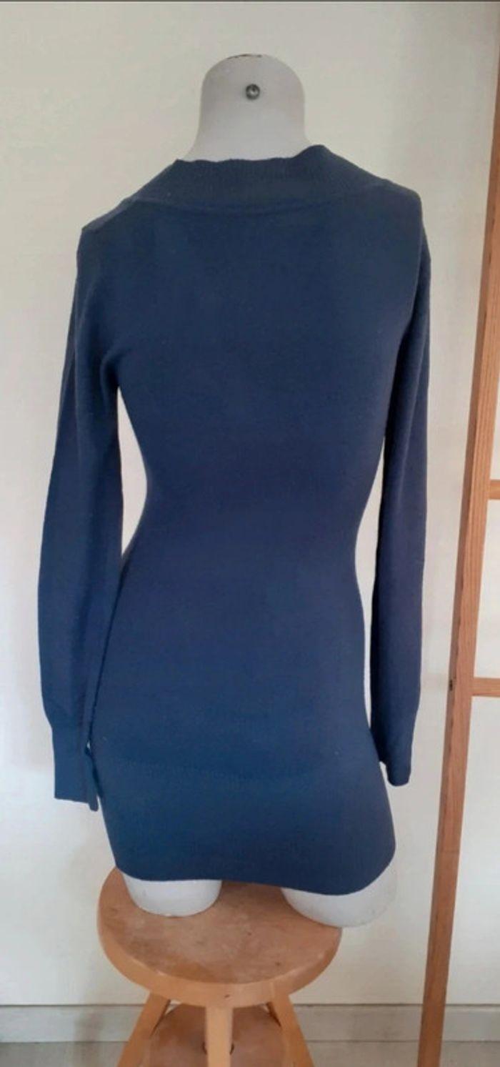 Robe pull bleu marine laine cachemire soie coton T 36/38 - photo numéro 3