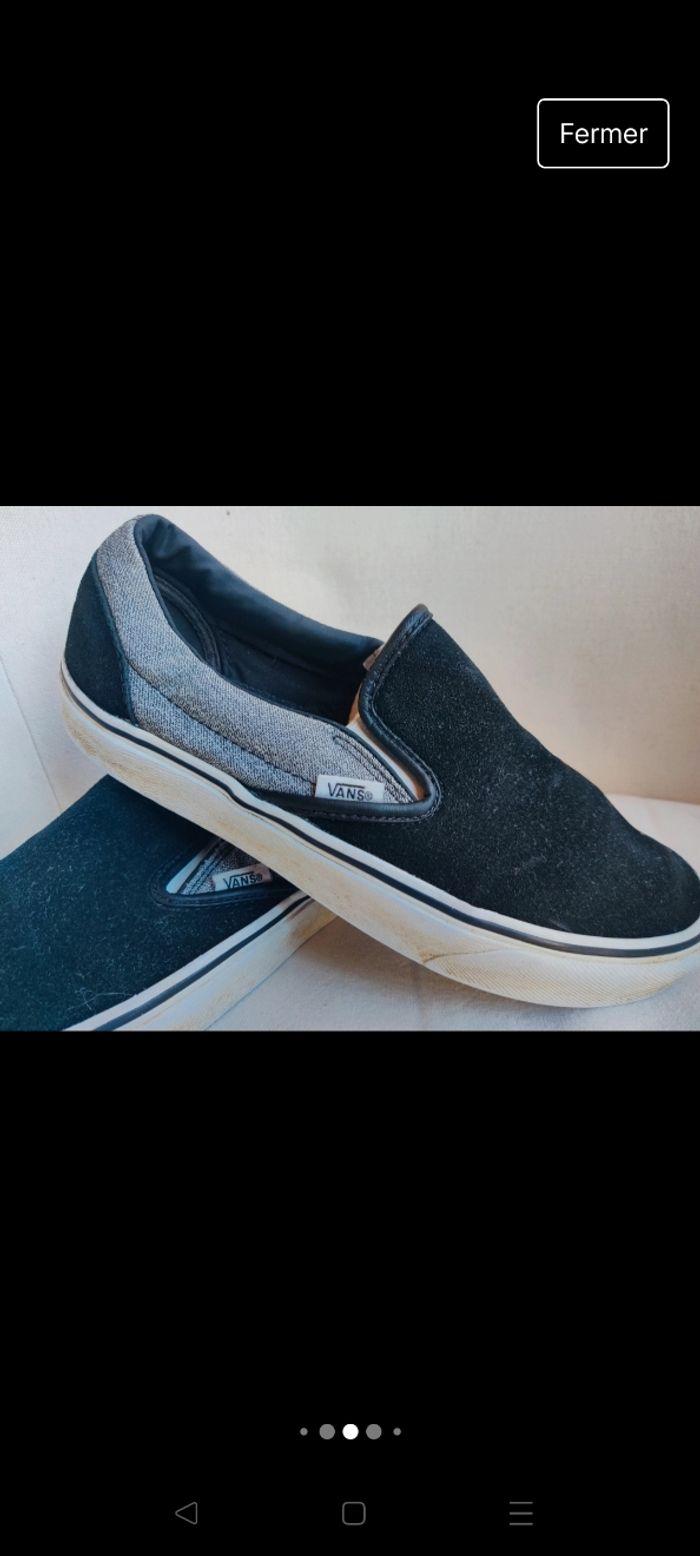 Van's slip on noir gris chiné velours 39 25cm 8,5 US - photo numéro 4