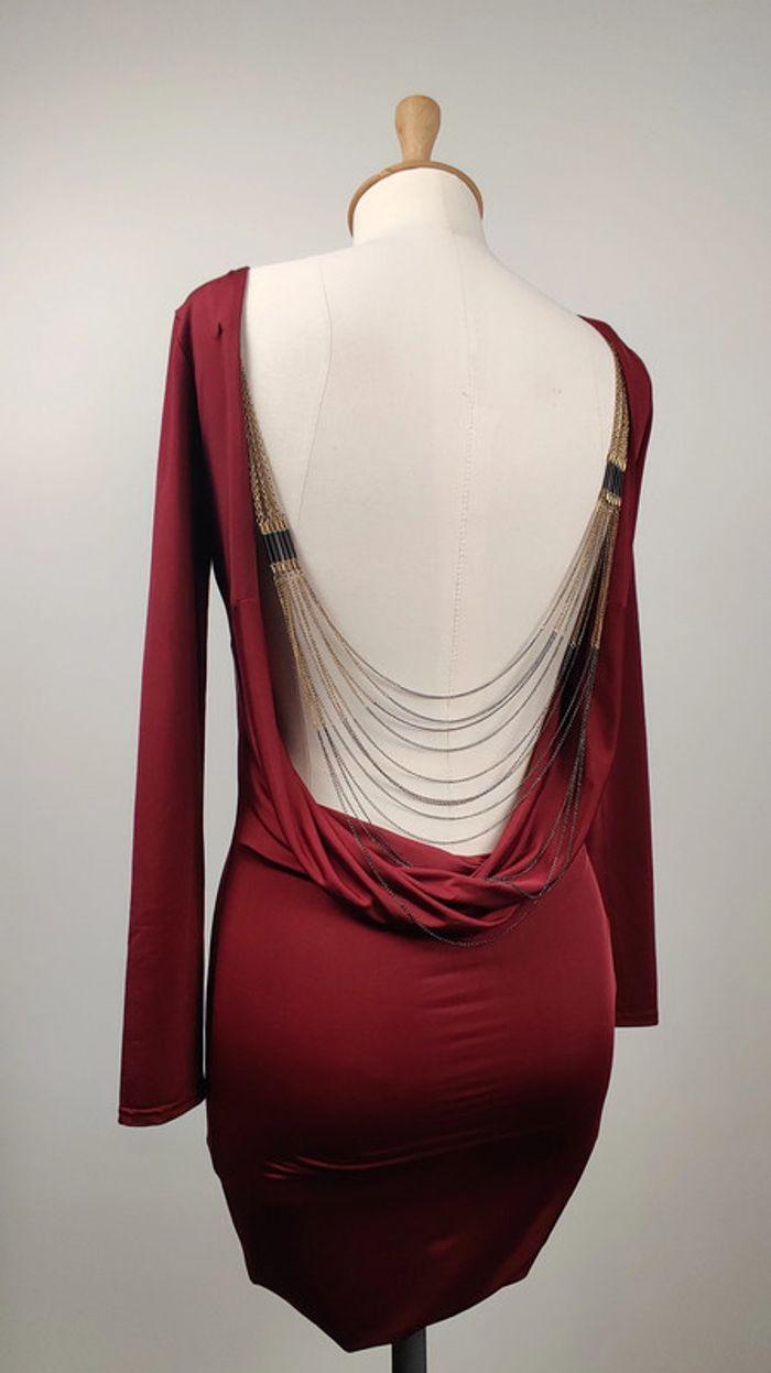 Robe dos nu bénitier avec ou sans bijou bordeaux - Club L - 40 - photo numéro 1