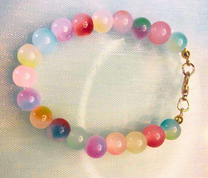 Bracelet avec perles en verre 8mm – Multicolore 3 - photo numéro 1