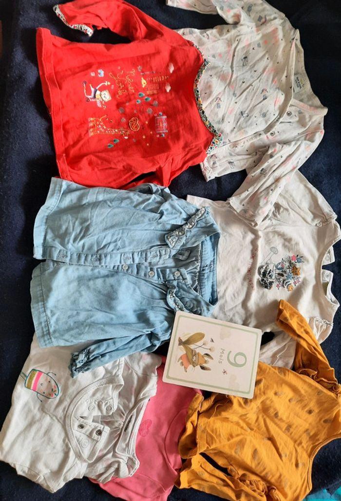 Lot 8 t-shirt/blouse (9 mois)