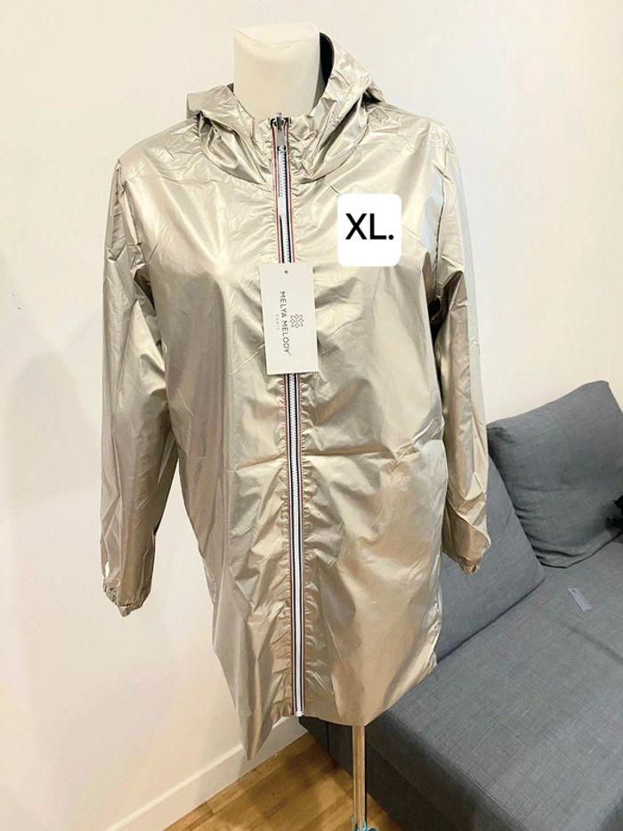 Manteau imperméable réversible mi-long souple doublé kaki taille XL - photo numéro 2