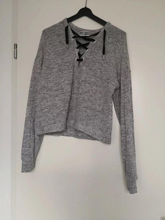 Pull gris chiné taille M - photo numéro 1