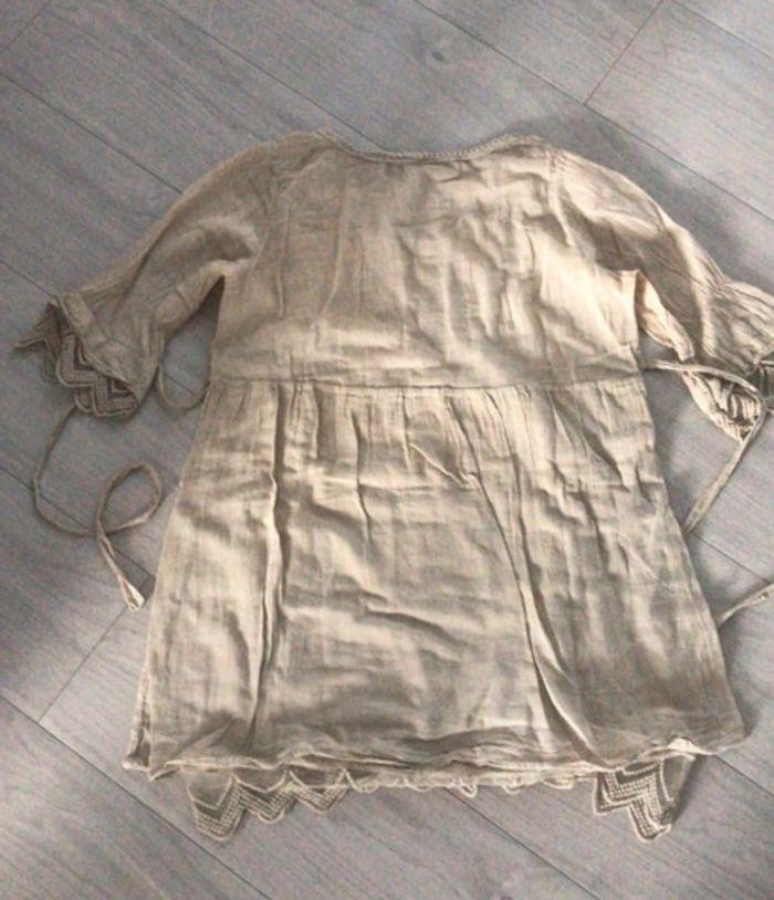 Blouse beige en lin manches longues Amélie & Amélie - photo numéro 2