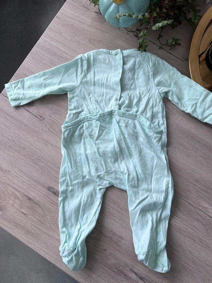 Lot de 2 pyjamas / grenouillères manches longues rose et verte taille 3 mois - photo numéro 9