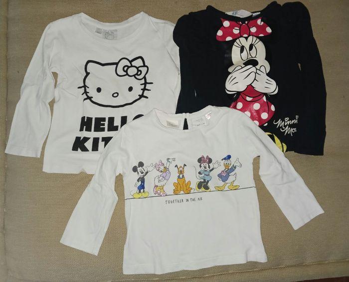 lot tee shirt manches longues disney et hello kitty - photo numéro 1