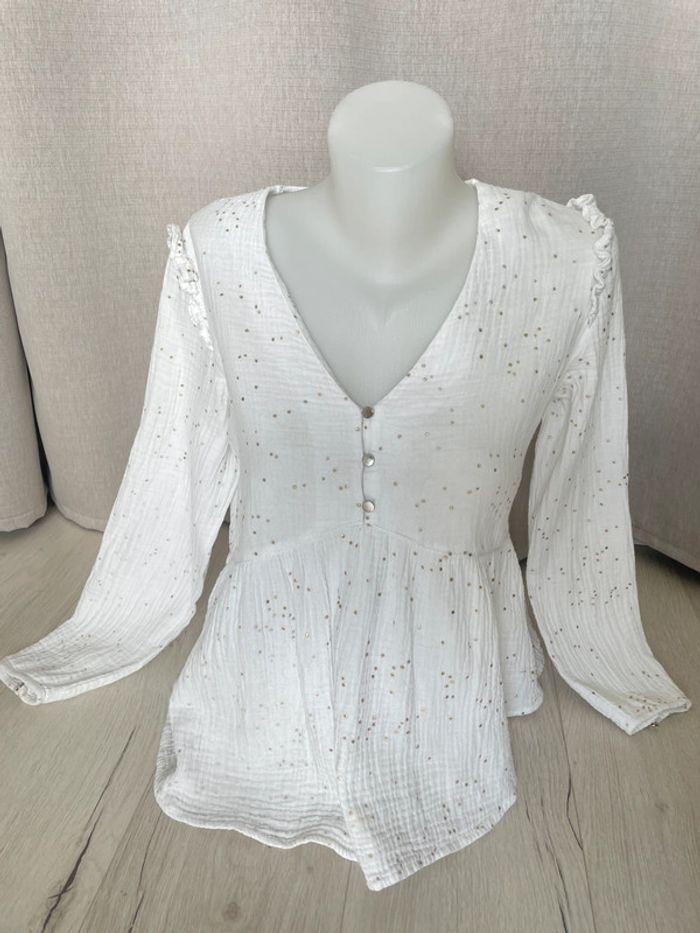 Blouse blanche à points dorés - photo numéro 1