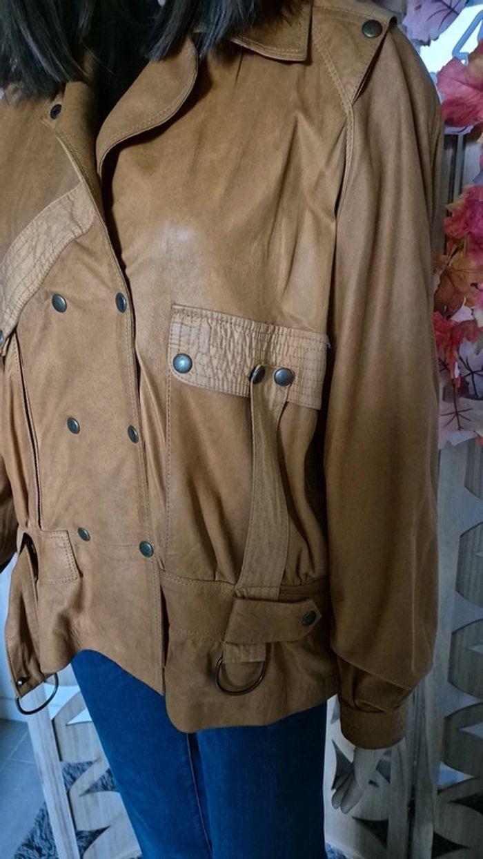 Veste en cuir camel fabrication italienne - photo numéro 4