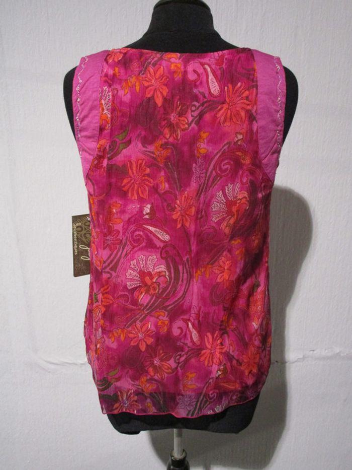 Blouse en voile fuchsia imprimé Jac Jac 40 NEUVE - photo numéro 5