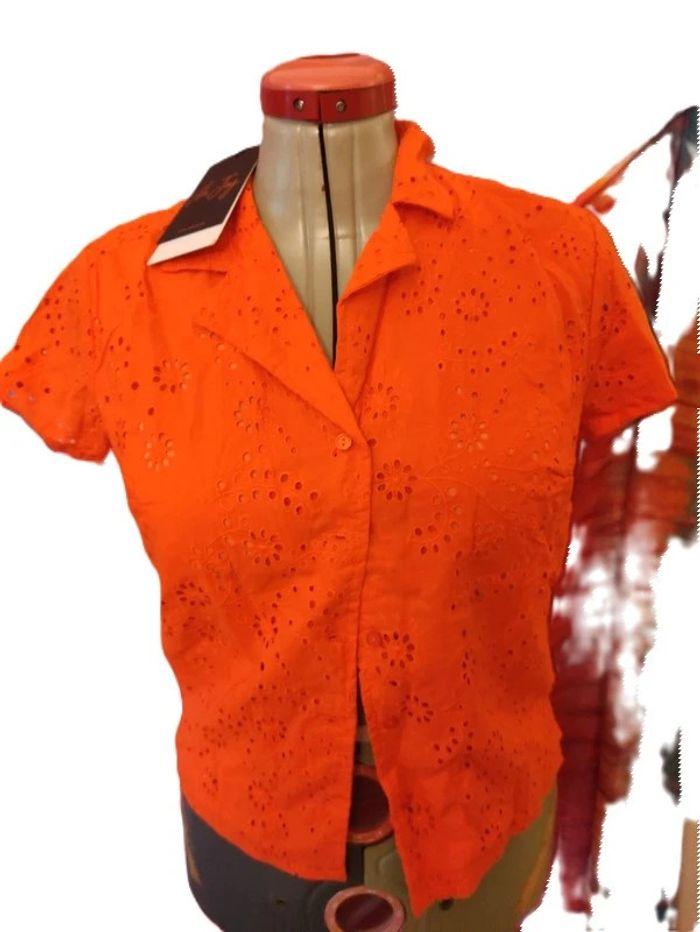 Chemise broderies orange Vila Joy Taille XS - photo numéro 1