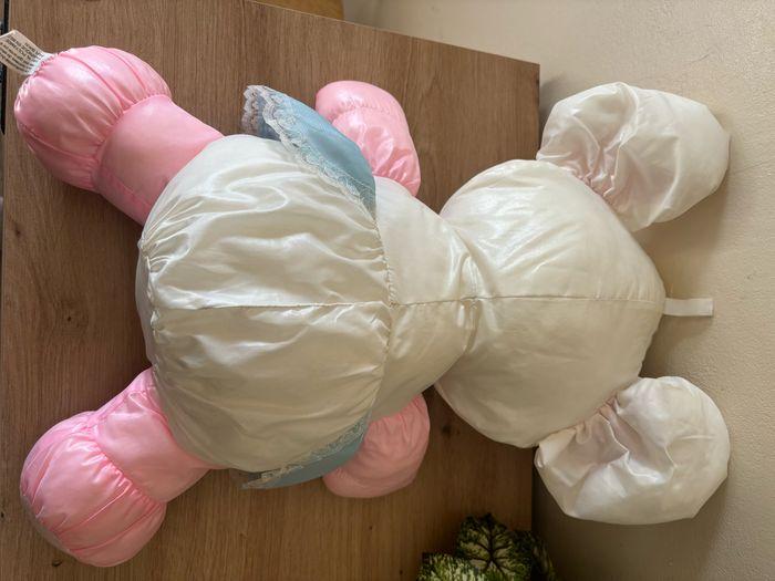 Ancienne peluche vintage éléphant  puffalump rose robe bleu bikin - photo numéro 4