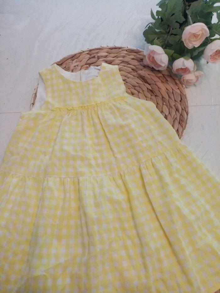 Robe cérémonie zara fille a carreaux jaune fluo, 24/36 mois, comme neuf - photo numéro 8