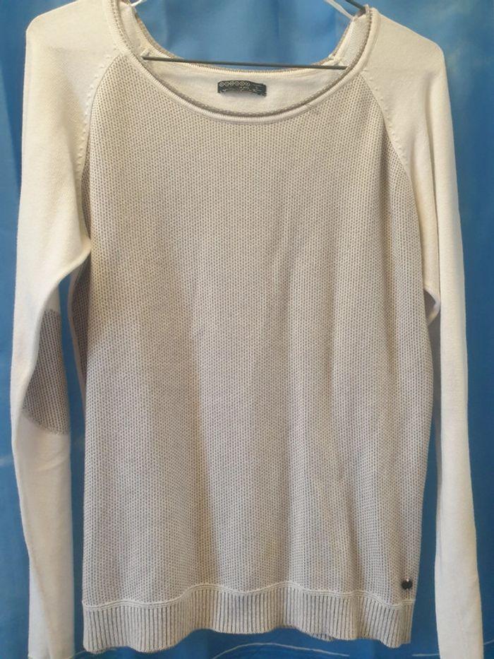 Jolie pull fin bonobo blanc et gris irisé S - photo numéro 1