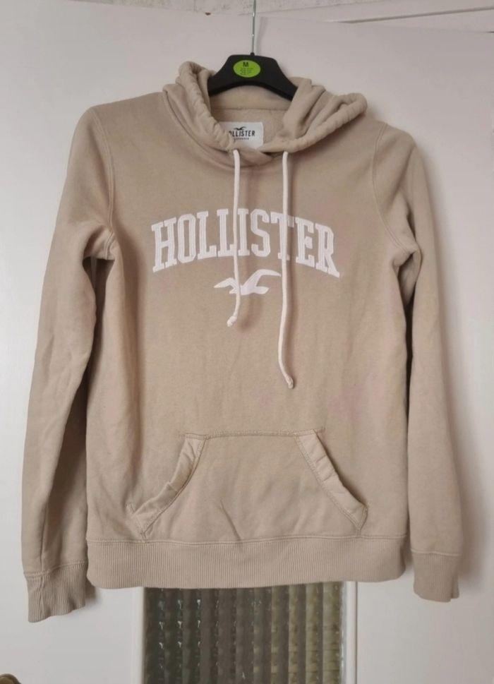 pull sweat à capuche beige hollister taille 36 S - photo numéro 2