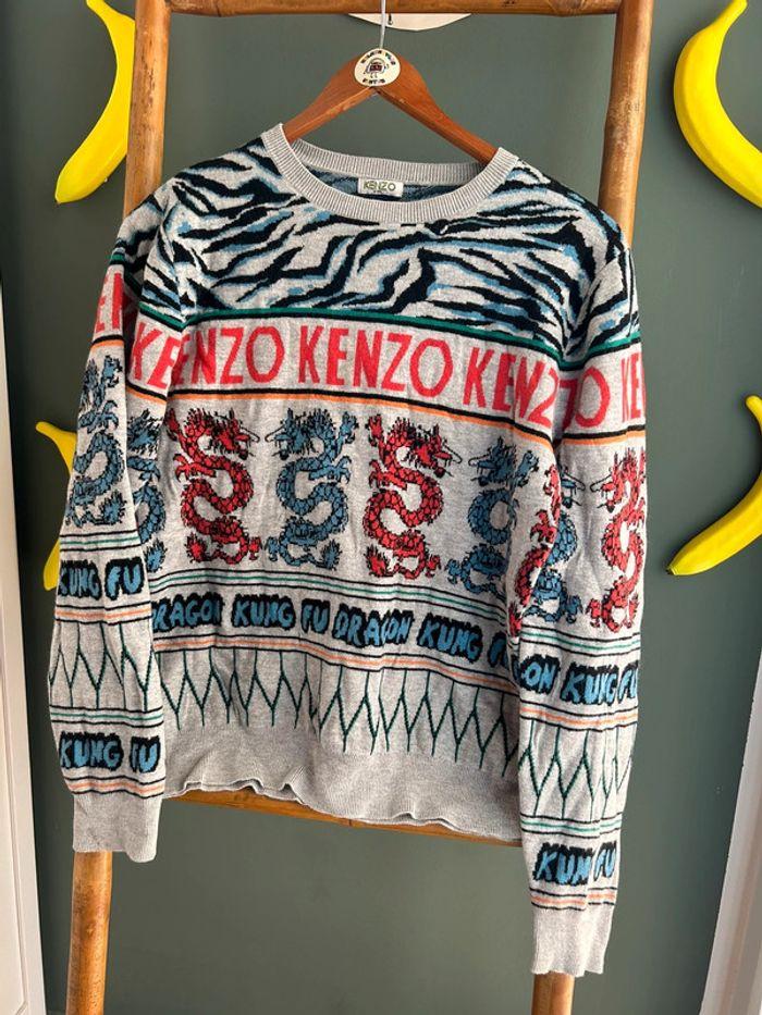 Pull Kenzo en laine 10% motifs dragons Xs - photo numéro 4