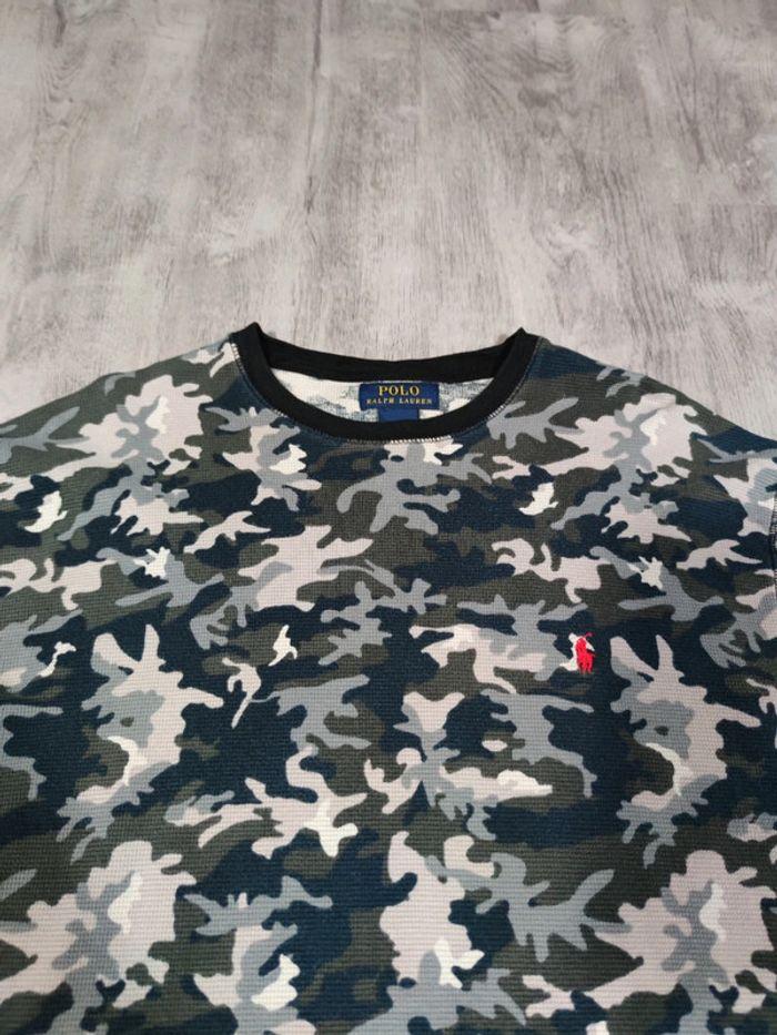 Pull Ralph Lauren Nid D'abeilles Camouflage Logo Brodé Rouge Taille M Homme - photo numéro 4