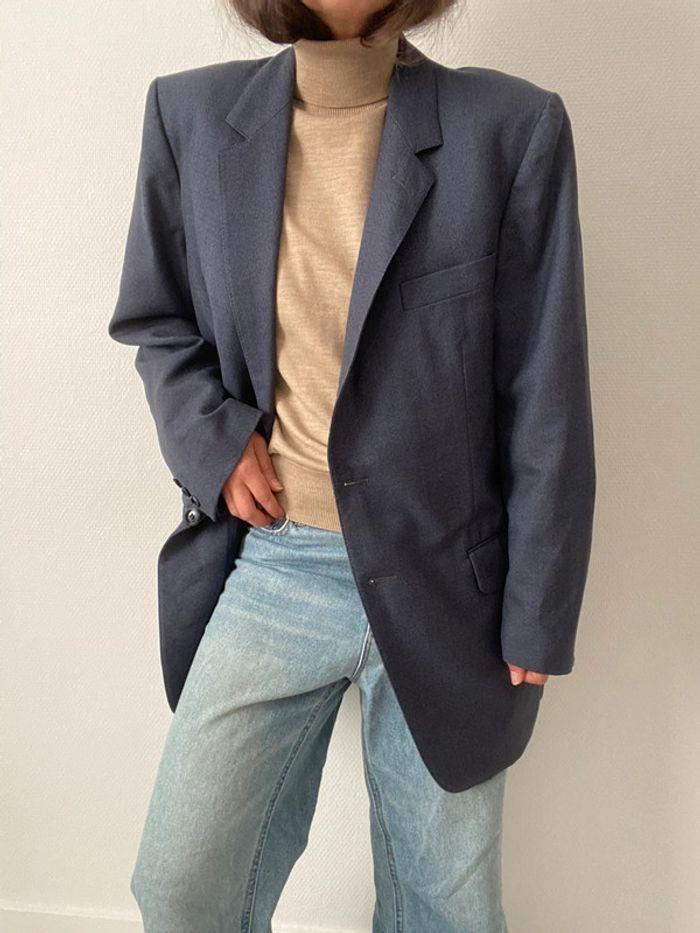 Oversized blazer bleu  100% laine - photo numéro 10