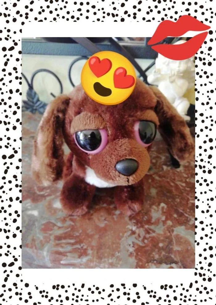 Peluche chien marron yeux roses - photo numéro 5