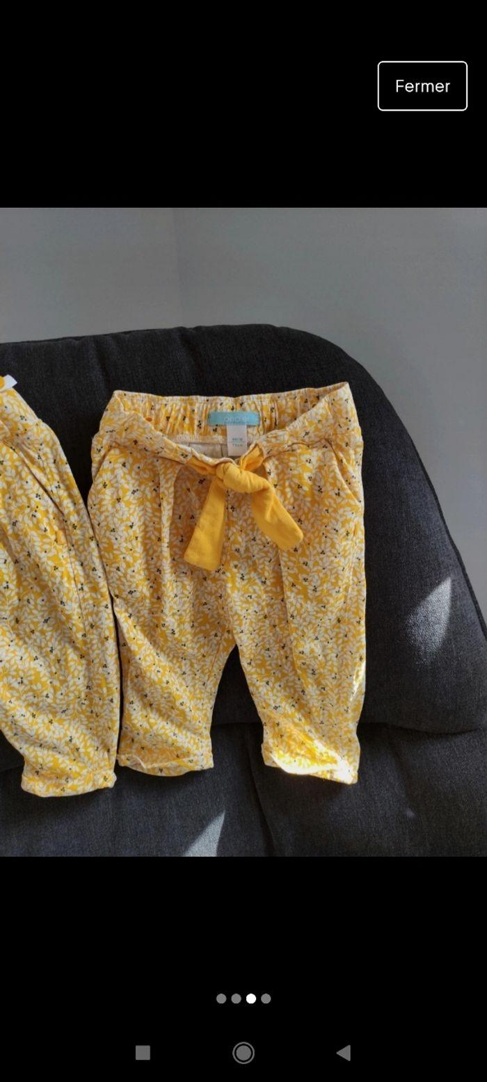 Pantalon Obaibi jaune 9 mois jumelles - photo numéro 3