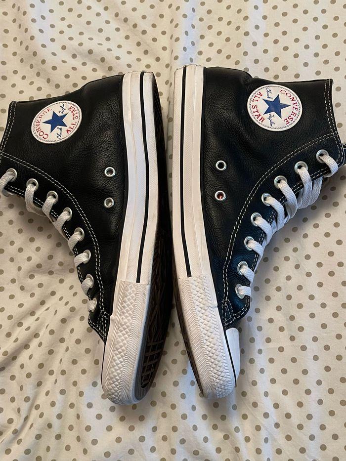 Converse montante en cuir véritable noire , P42 mixte - photo numéro 4