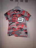 T-shirt 2-3A "camouflage" rouge et gris