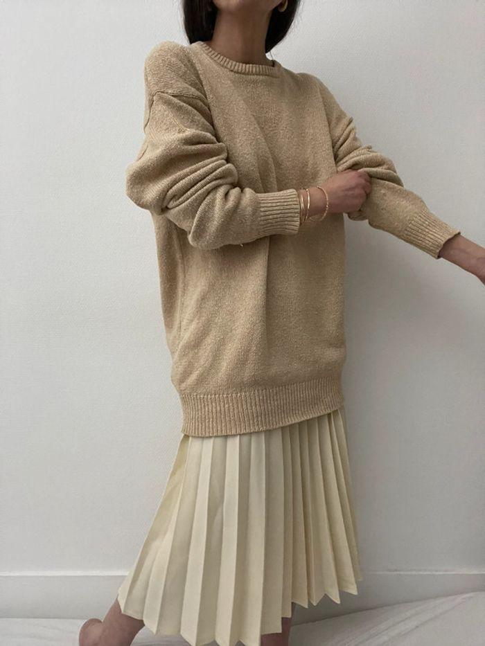 Oversized pull long beige soie et coton - photo numéro 13