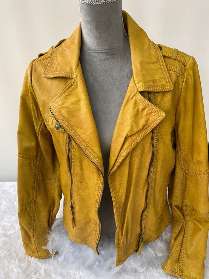 Veste blouson cuir moutarde Oakwood Taille L comme neuf - photo numéro 2