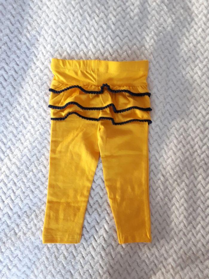 Ensemble fille t-shirt et legging jaune orangé zèbre Mes Petits Cailloux 12 mois neuf - photo numéro 4