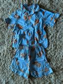 Pyjama 2 pièces bleu blanc taille 2 ans là-bas