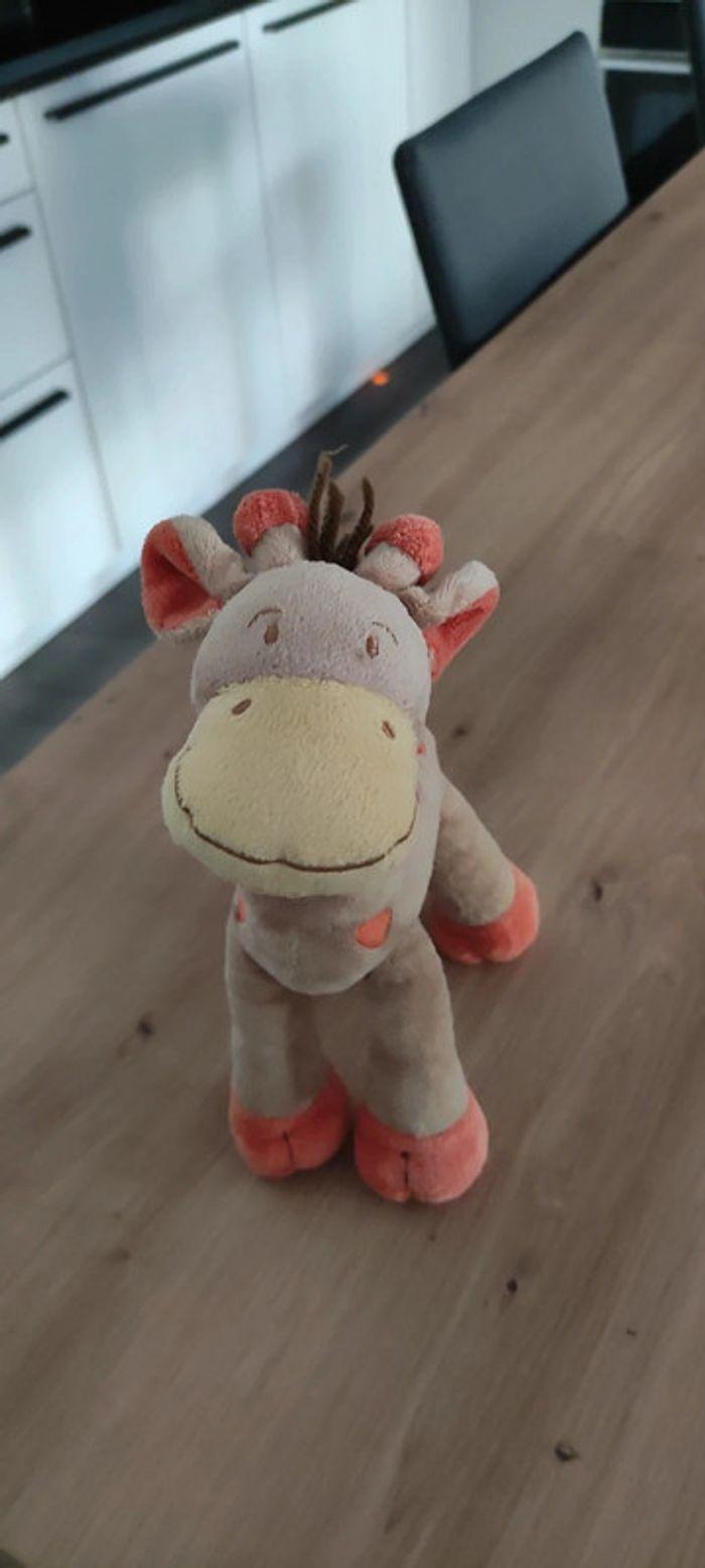 Doudou Girafe Nicotoy Beige et orange - photo numéro 2