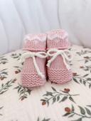 Chaussons maille vieux rose/blanc 0/1 mois