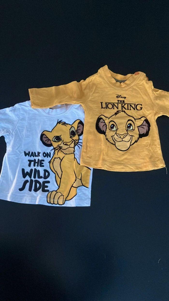 2 T-shirts manches longues garçon Roi Lion Disney 62 cm - photo numéro 1