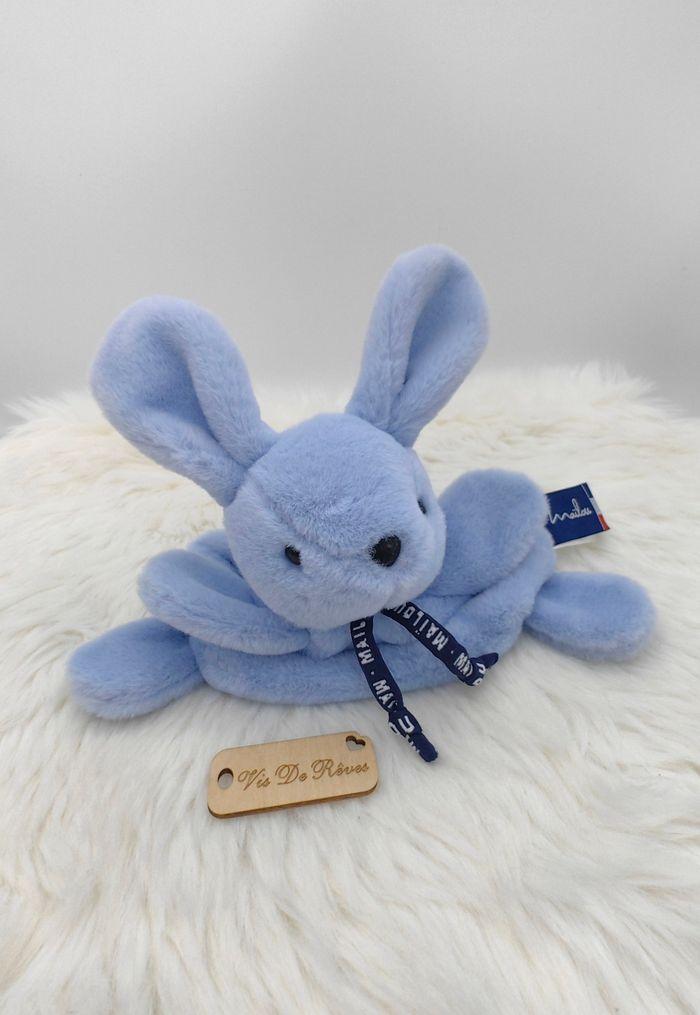 Doudou plat Lapin Dorlotin Maïlou bleu - photo numéro 2