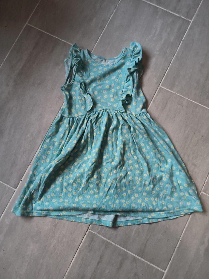 Robe été fille La Halle 10 ans turquoise avec fleurs - photo numéro 1