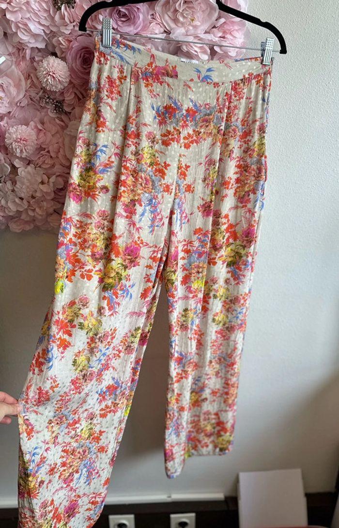 Pantalon fluide Asos à jambes larges, motifs fleuris colorés taille 38 - photo numéro 5