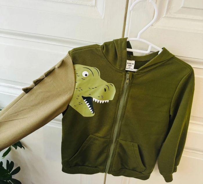 Veste à zip dinosaure vert kaki garçon 4 ans - photo numéro 2