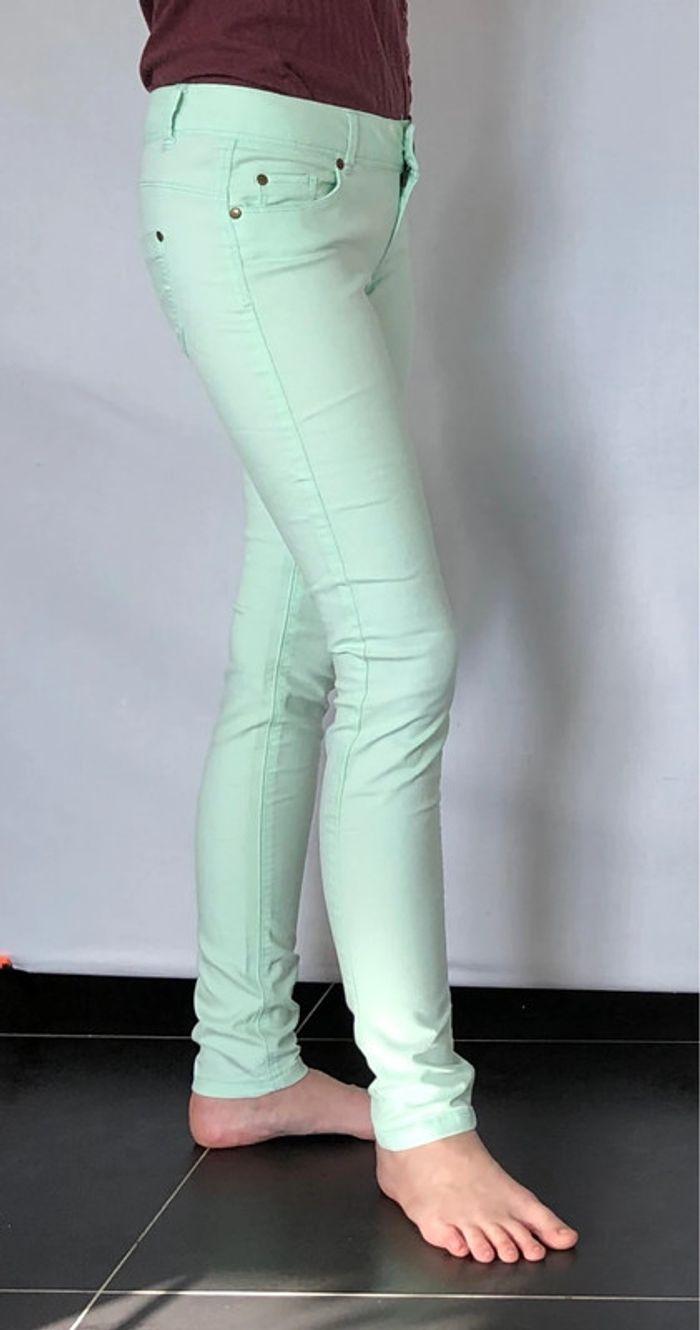 Jean slim taille basse Oxxy vert pastel taille 36 comme neuf - photo numéro 10