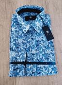 Chemise homme bleu marine et blanc motif taille S Izac