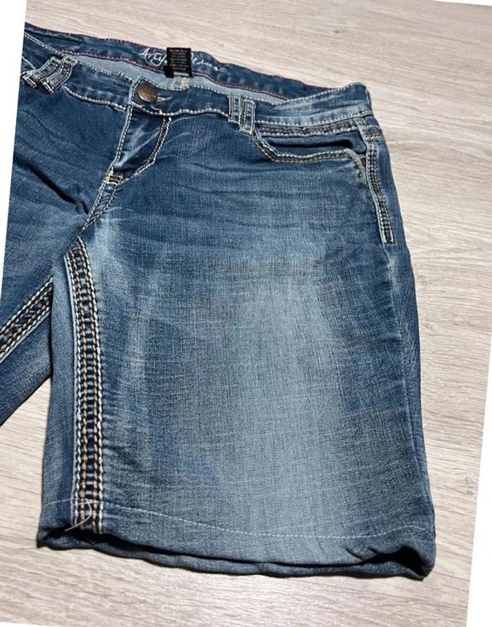 🩳 Short vintage brodé en jean Bleu Arya Taille S🩳 - photo numéro 14