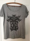 Kookai tee shirt gris motif noir