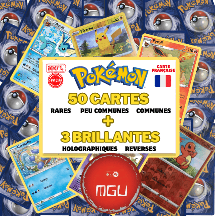 lot de 50 cartes Pokémon + 3 cartes brillantes - photo numéro 1