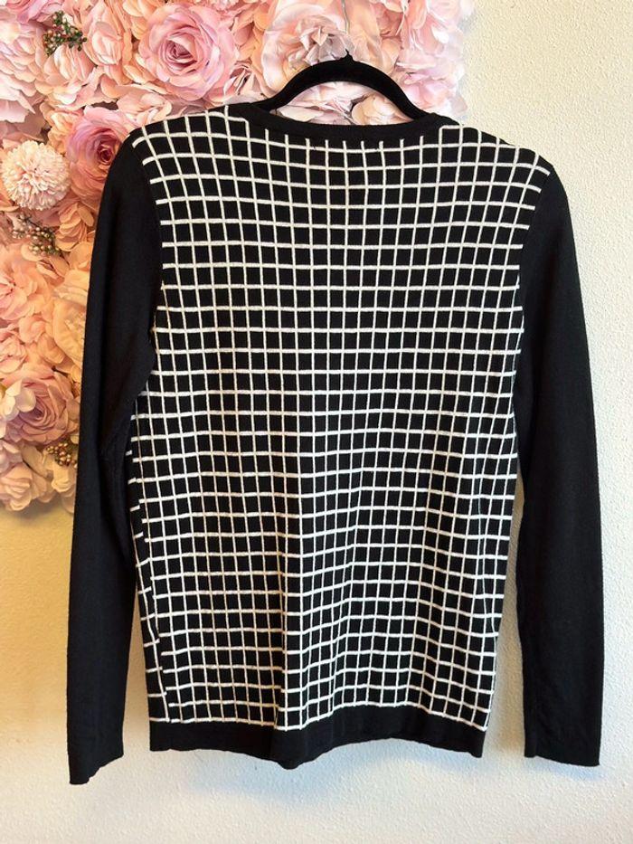 Pull à carreaux Monoprix, noir et blanc, taille 2 - photo numéro 3