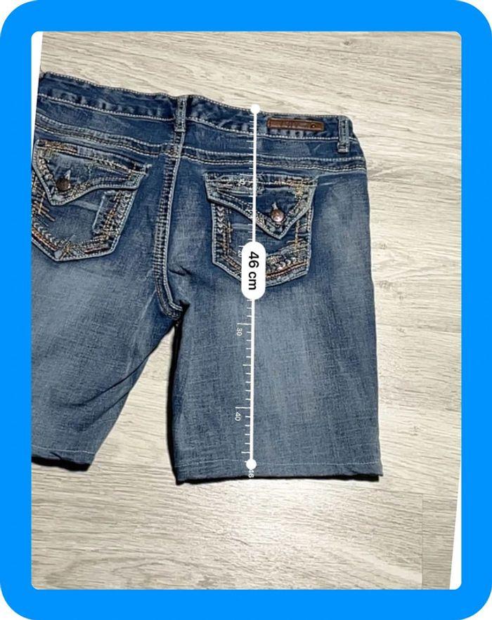 🩳 Short vintage brodé en jean Bleu Arya Taille S🩳 - photo numéro 6