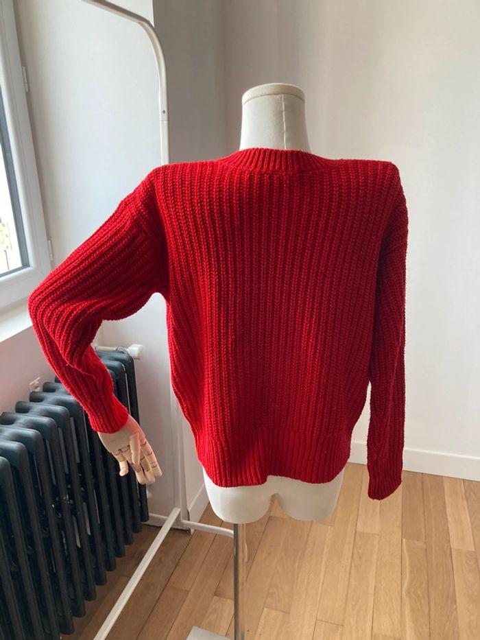 Pull grosse maille rouge oversize - photo numéro 4